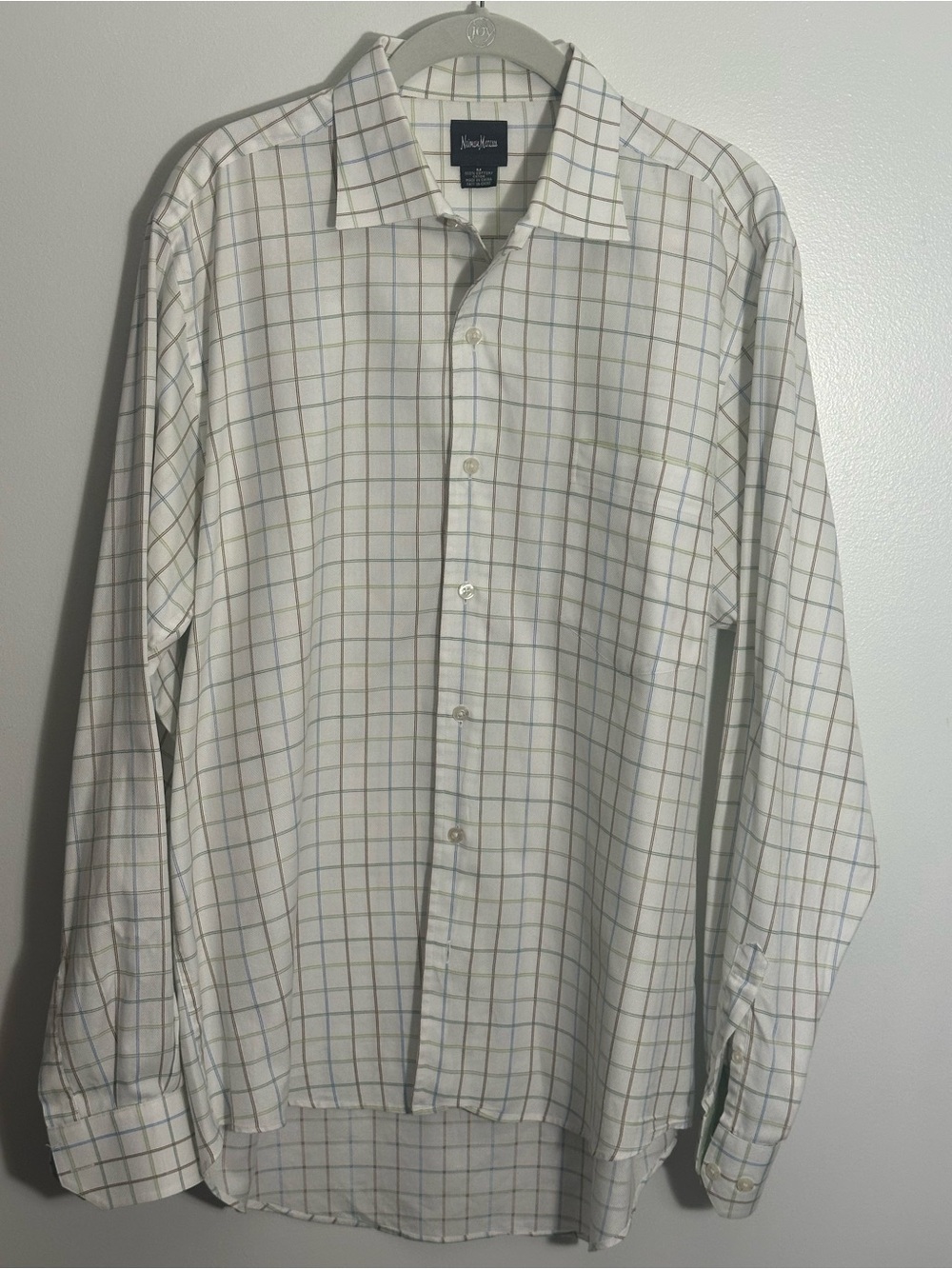 Neiman Marcus | Men’s M | 100% Cotton Plaid Grid Textured Multi-Color Shirt